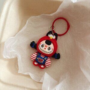 New Popular Hot! mini red Mocha bunny Labubu Baby keychain dangeler figure